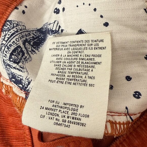 Pilcro & The Letterpress Pant Womens Sz 25 Rust Red Corduroy Fit/Stet Low Skinny - Picture 11 of 12